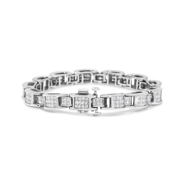 5 Ct. T.W. Princess-Cut Diamond Invisible-Set Alternating Size D Shaped Links Tennis Bracelet in 14K White Gold, photo 2