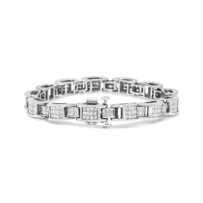 5 Ct. T.W. Princess-Cut Diamond Invisible-Set Alternating Size D Shaped Links Tennis Bracelet in 14K White Gold, photo 2
