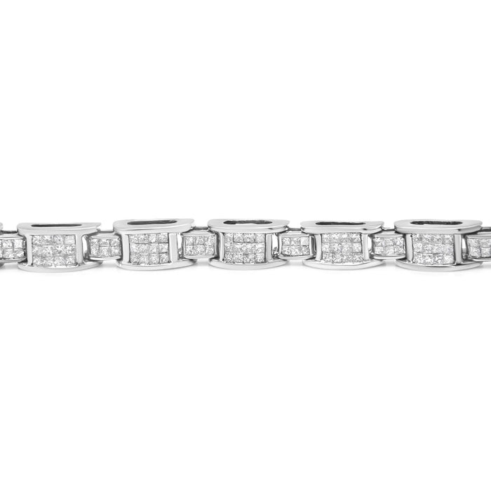 5 Ct. T.W. Princess-Cut Diamond Invisible-Set Alternating Size D Shaped Links Tennis Bracelet in 14K White Gold, photo 4