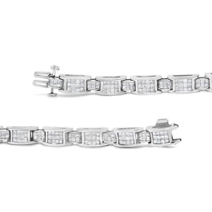 5 Ct. T.W. Princess-Cut Diamond Invisible-Set Alternating Size D Shaped Links Tennis Bracelet in 14K White Gold, photo 5