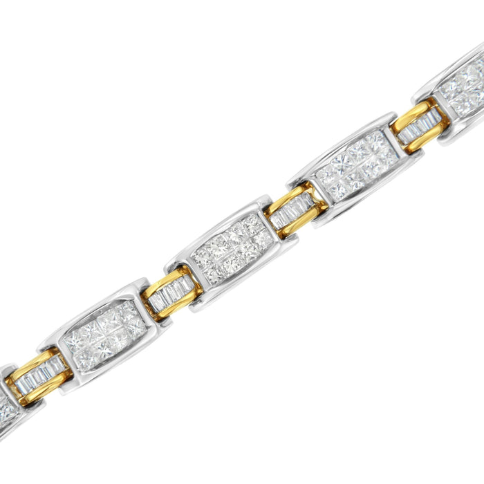 3 Ct. T.W. Princess and Baguette-Cut Diamond Link Bracelet in 14K Two-Tone Gold, photo 5