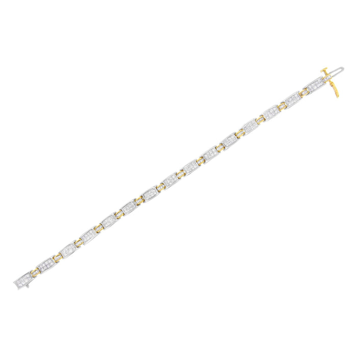 3 Ct. T.W. Princess and Baguette-Cut Diamond Link Bracelet in 14K Two-Tone Gold, photo 6