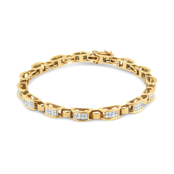 2 1/2 Ct. T.W. Princess-Cut Diamond Link Tennis Bracelet in 14K Yellow Gold, photo 1