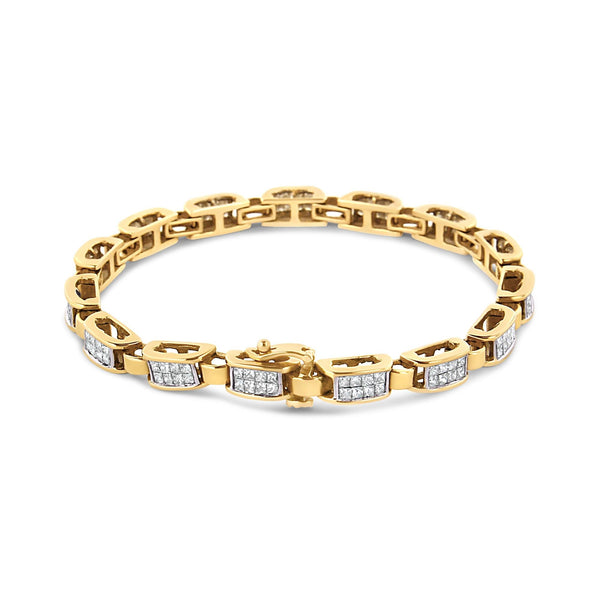 2 1/2 Ct. T.W. Princess-Cut Diamond Link Tennis Bracelet in 14K Yellow Gold, photo 2