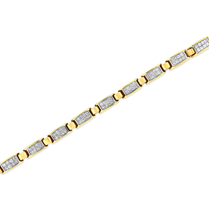 Pulsera tenis de eslabones con diamantes talla princesa de 2 1/2 ct. p.t. en oro amarillo de 14K, foto 4