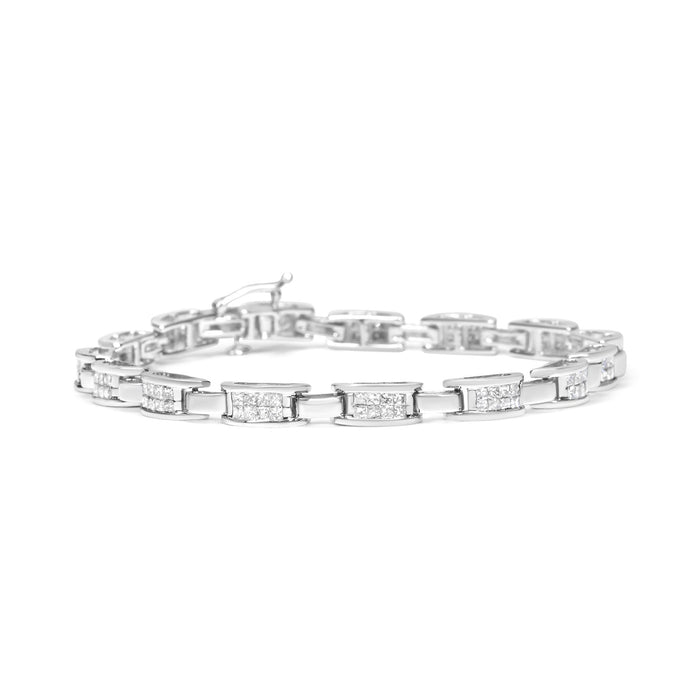 2 Ct. T.W. Princess-Cut Invisible-Set Diamond Rectangular Link Bracelet in 14K White Gold, photo 1