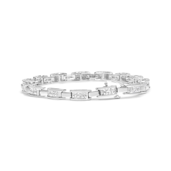 2 Ct. T.W. Princess-Cut Invisible-Set Diamond Rectangular Link Bracelet in 14K White Gold, photo 2