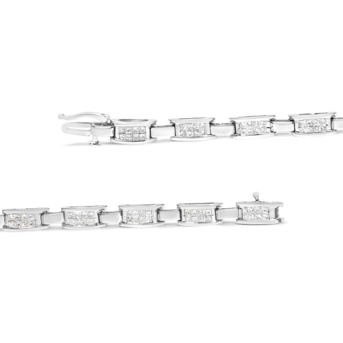 2 Ct. T.W. Princess-Cut Invisible-Set Diamond Rectangular Link Bracelet in 14K White Gold, photo 4