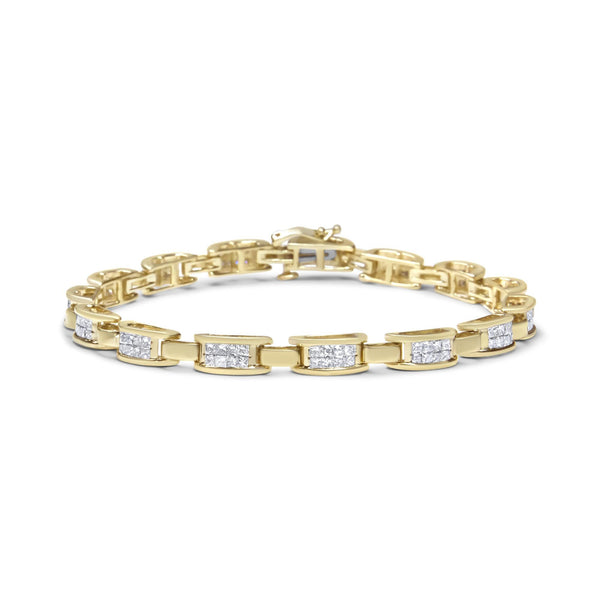 2 Ct. T.W. Invisible-Set Princess-Cut Diamond Rectangular Link Bracelet in 10K Yellow Gold, photo 1