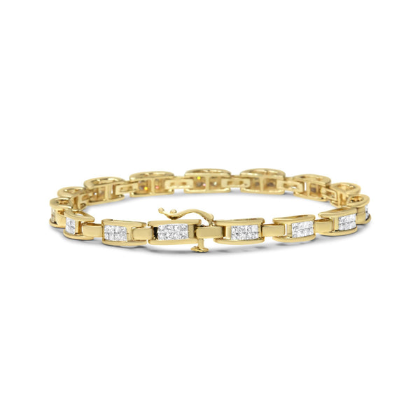 2 Ct. T.W. Invisible-Set Princess-Cut Diamond Rectangular Link Bracelet in 10K Yellow Gold, photo 2