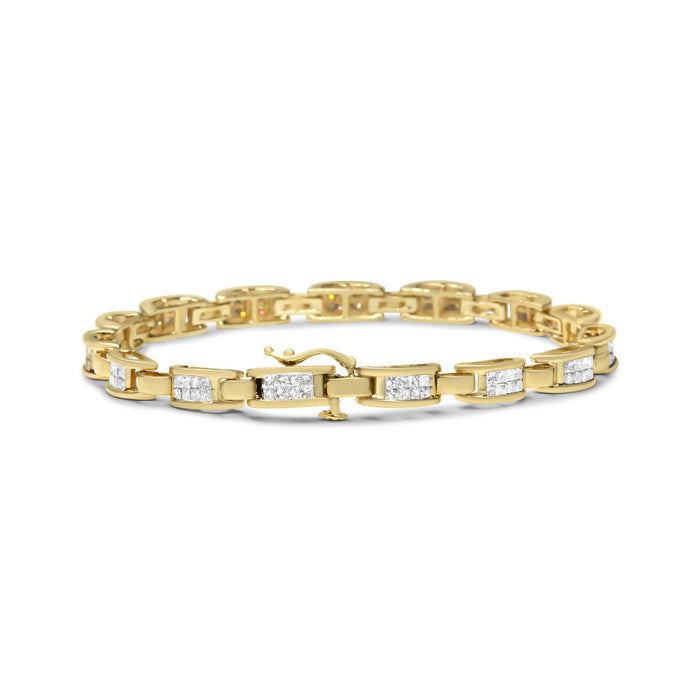2 Ct. T.W. Invisible-Set Princess-Cut Diamond Rectangular Link Bracelet in 10K Yellow Gold, photo 2