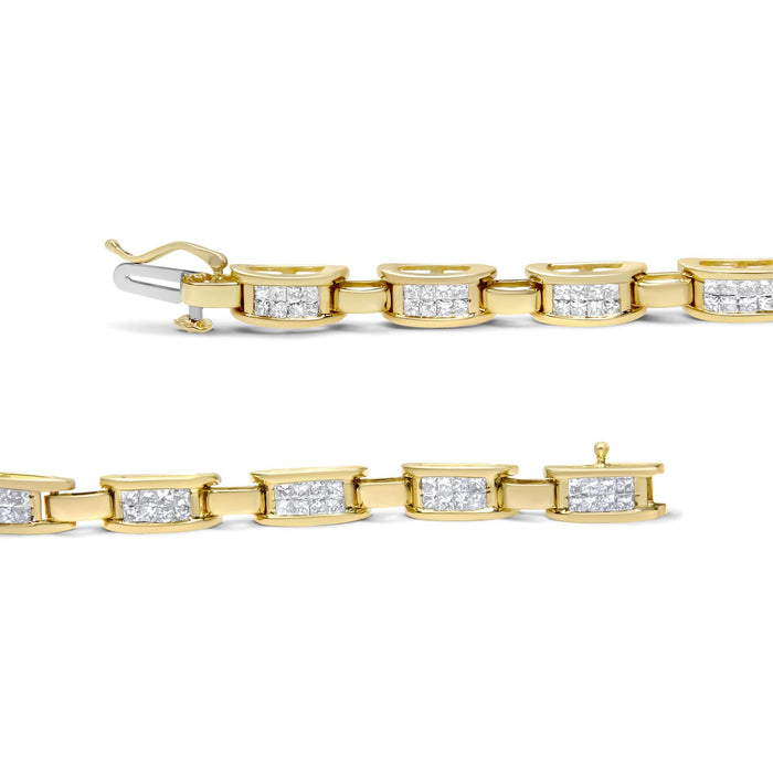 2 Ct. T.W. Invisible-Set Princess-Cut Diamond Rectangular Link Bracelet in 10K Yellow Gold, photo 4