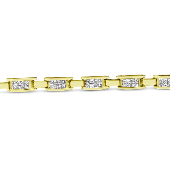 2 Ct. T.W. Invisible-Set Princess-Cut Diamond Rectangular Link Bracelet in 10K Yellow Gold, photo 6