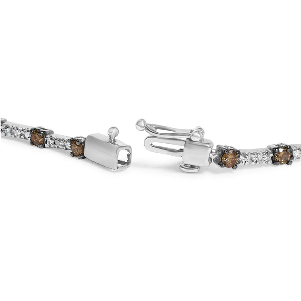 Pulsera de eslabones de barra con diamantes champán de 2 1/4 ct. p.t. en oro blanco de 14K, foto 2