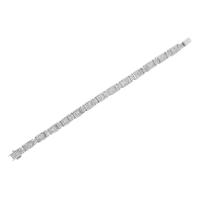 5 Ct. T.W. Princess-Cut Diamond Rectangular Alternating Station Tennis Bracelet in 14K White Gold, photo 6