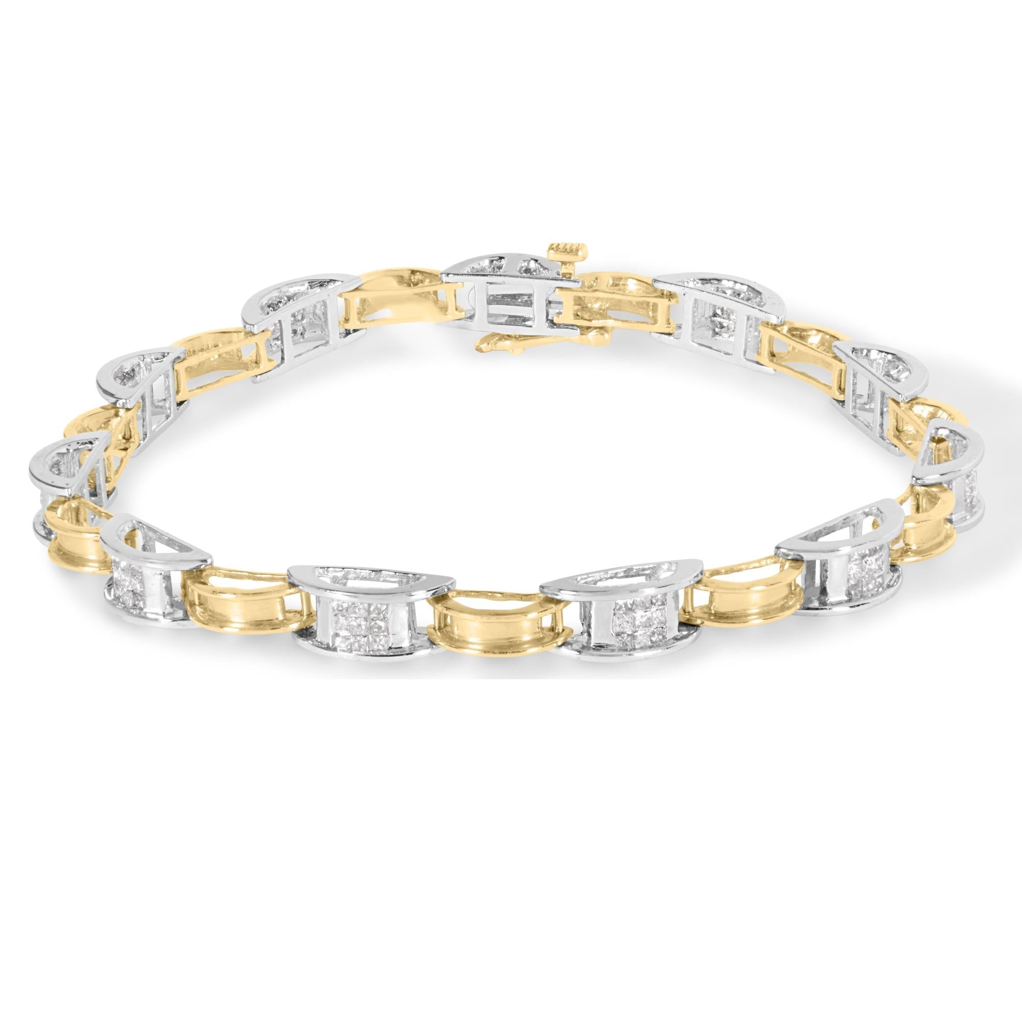 1 Ct. T.W. Princess-Cut Diamond Chain Link Bracelet in 14K Two-Tone Gold, photo 1