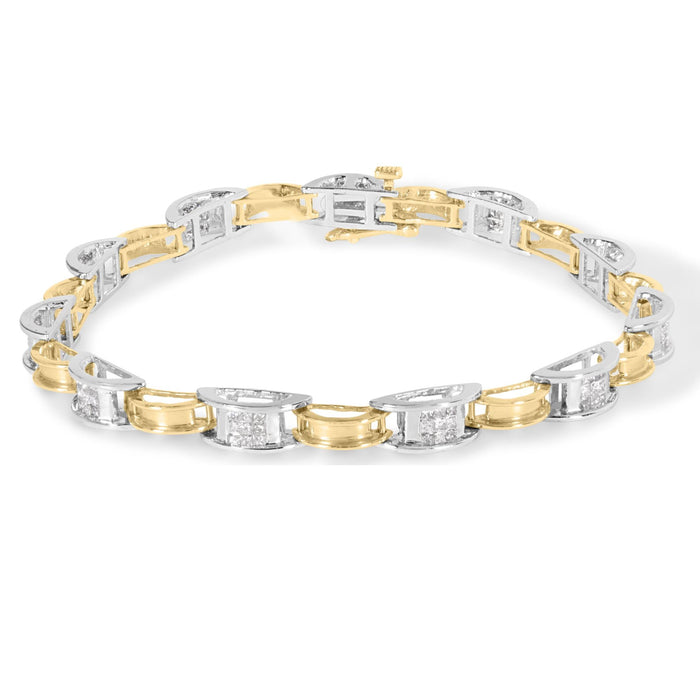 1 Ct. T.W. Princess-Cut Diamond Chain Link Bracelet in 14K Two-Tone Gold, photo 1