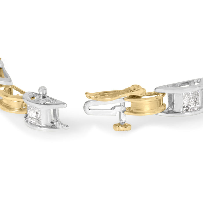 1 Ct. T.W. Princess-Cut Diamond Chain Link Bracelet in 14K Two-Tone Gold, photo 2