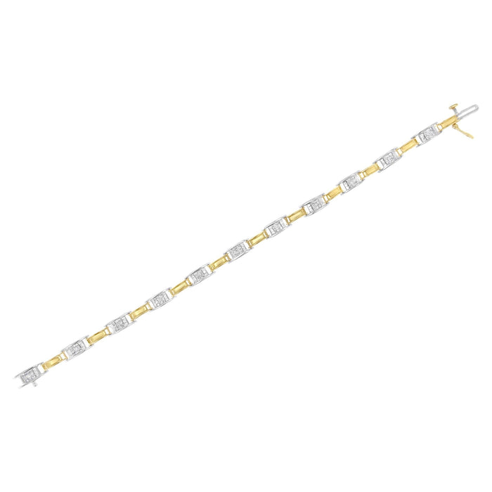1 Ct. T.W. Princess-Cut Diamond Chain Link Bracelet in 14K Two-Tone Gold, photo 6