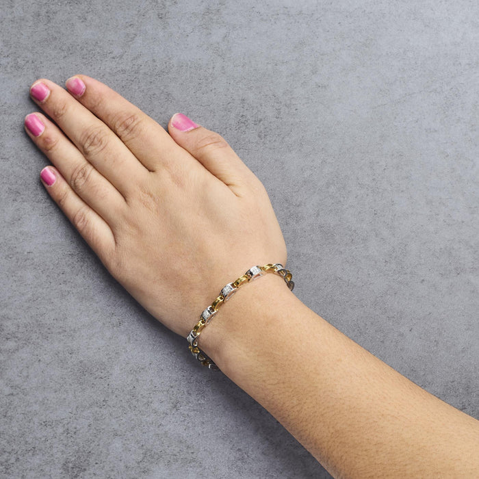 1 Ct. T.W. Princess-Cut Diamond Chain Link Bracelet in 14K Two-Tone Gold, photo 3