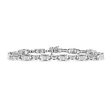 Pulsera tenis de eslabones alternos de engaste invisible con diamantes de 1 ct. p.t. en oro blanco de 14K