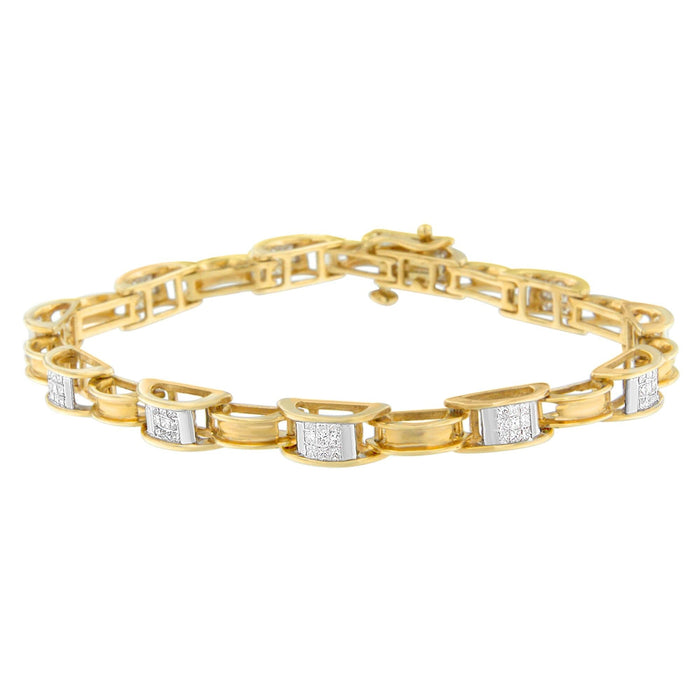Pulsera de cadena de eslabones con diamantes talla princesa de 1 ct. p.t. en oro amarillo de 14K, foto 1