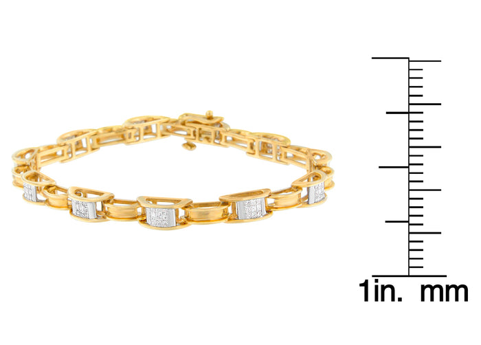 Pulsera de cadena de eslabones con diamantes talla princesa de 1 ct. p.t. en oro amarillo de 14K, foto 4
