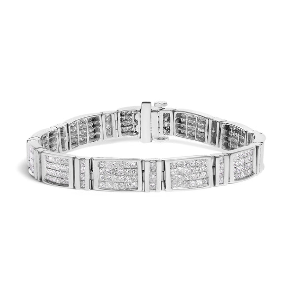 7 Ct. T.W. Princess-Cut Diamond Alternating Vertical and Horizontal Rectangular Link Tennis Bracelet in 14K White Gold, photo 1