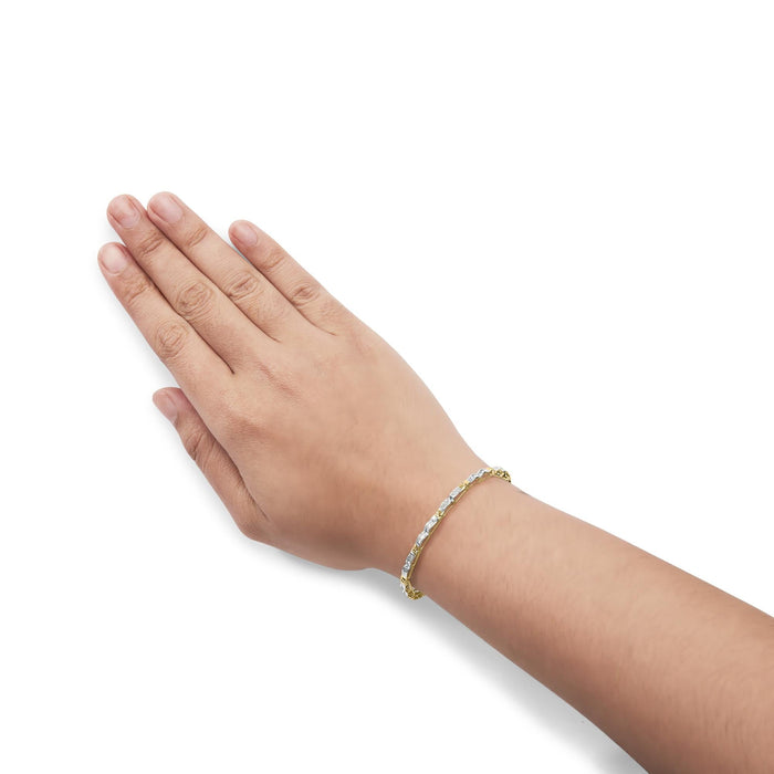 Pulsera de eslabones de canal con diamantes baguette de 1 ct. p.t. en oro amarillo de 10K, foto 3