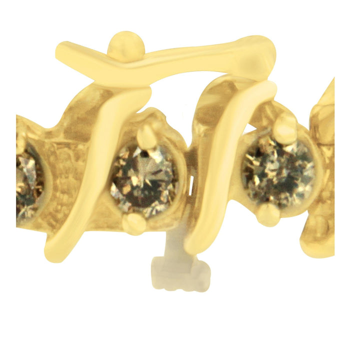 Pulsera en S con diamantes marrones redondos de 6 ct. p.t. en oro amarillo de 14K, foto 2
