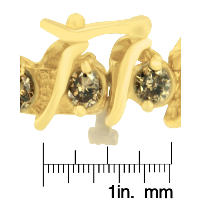 Pulsera en S con diamantes marrones redondos de 6 ct. p.t. en oro amarillo de 14K, foto 4