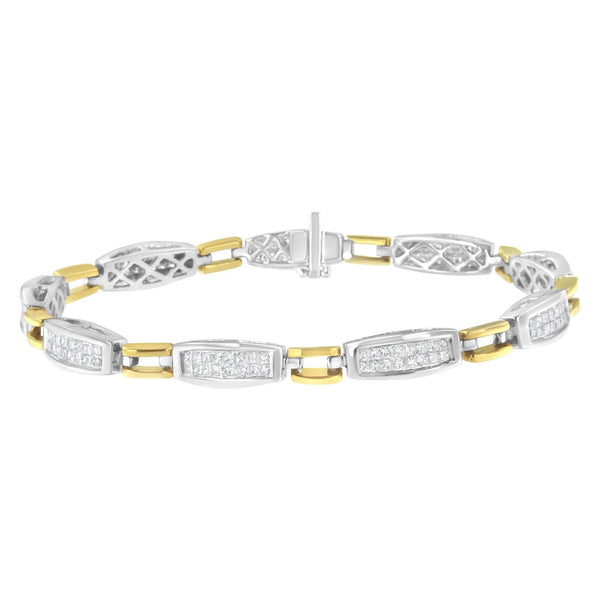 2 Ct. T.W. Princess-Cut Diamond Tapered and Equal Sign Link Bracelet in 14K Yellow and White Gold, photo 1
