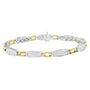 Pulsera de eslabones cónicos y signo igual con diamantes talla princesa de 2 ct. p.t. en oro amarillo y blanco de 14K, foto 1