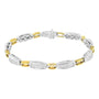 Pulsera de eslabones cónicos y signo igual con diamantes talla princesa de 2 ct. p.t. en oro amarillo y blanco de 14K, foto 2