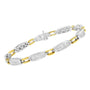 Pulsera de eslabones cónicos y signo igual con diamantes talla princesa de 2 ct. p.t. en oro amarillo y blanco de 14K, foto 4