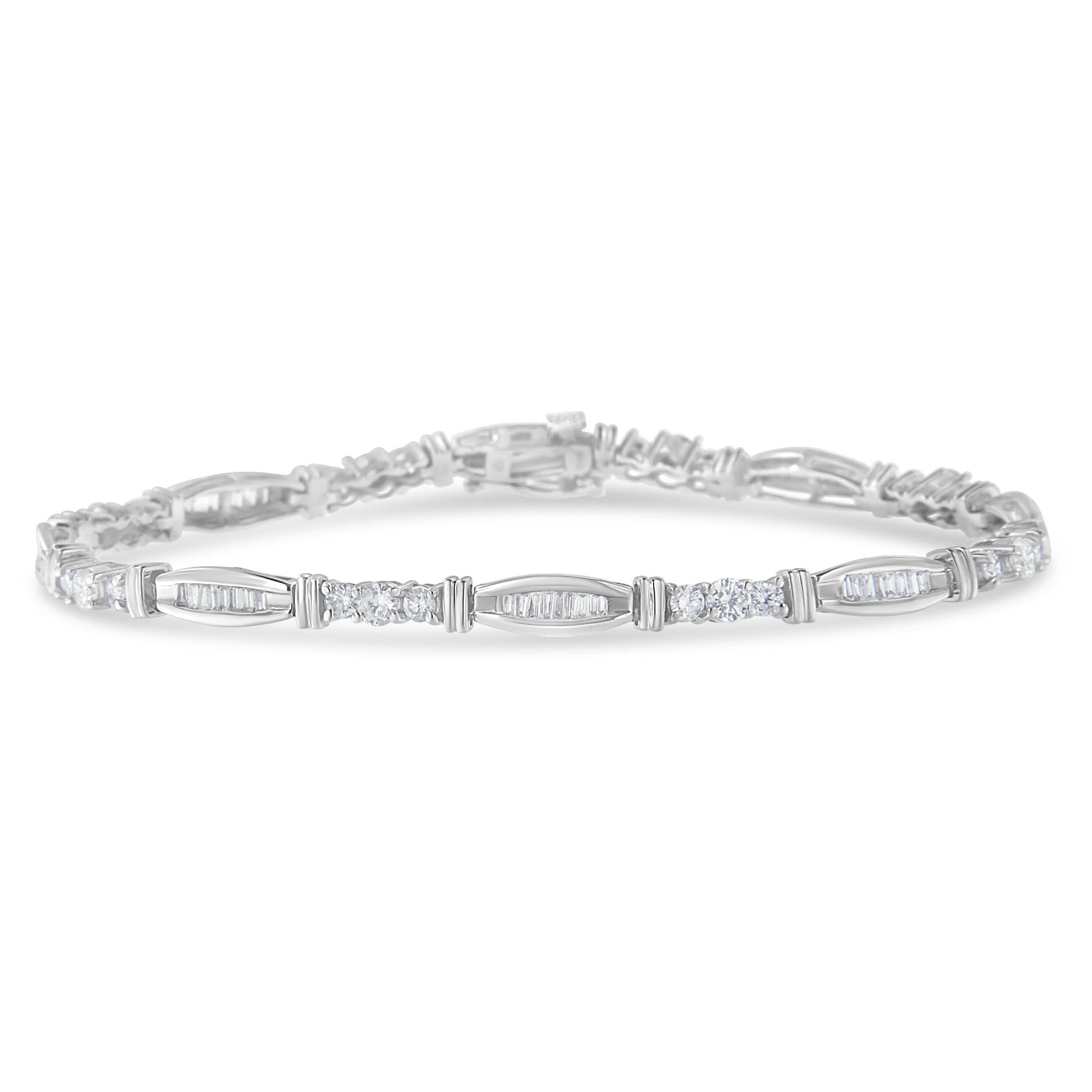 3 Ct. T.W. Geometric Pattern Diamond Tennis Bracelet in 10K White Gold, photo 1