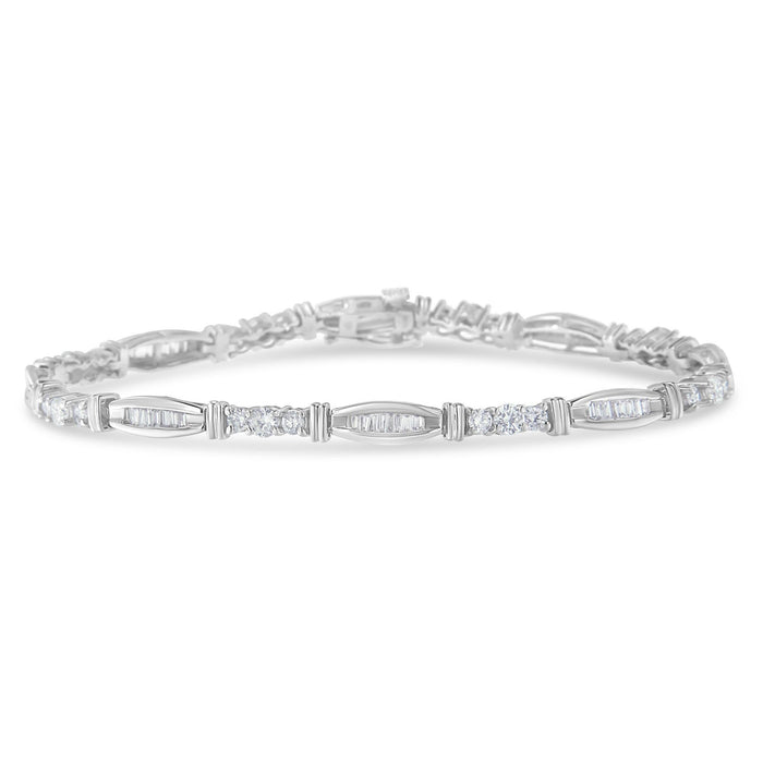 3 Ct. T.W. Geometric Pattern Diamond Tennis Bracelet in 10K White Gold, photo 1