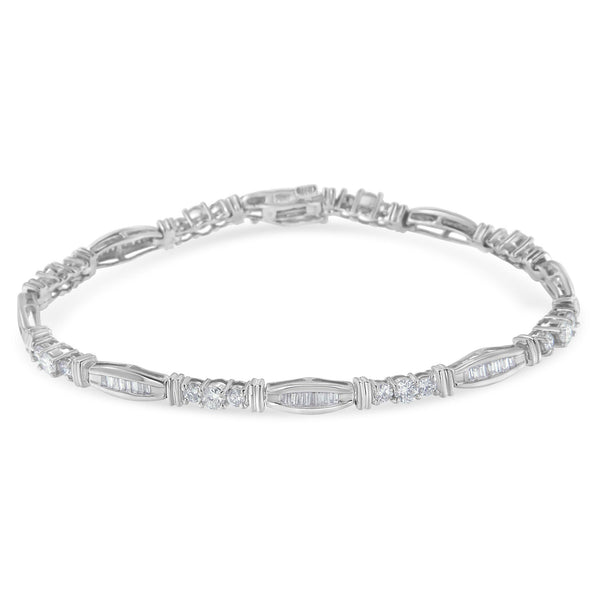 3 Ct. T.W. Geometric Pattern Diamond Tennis Bracelet in 10K White Gold, photo 2