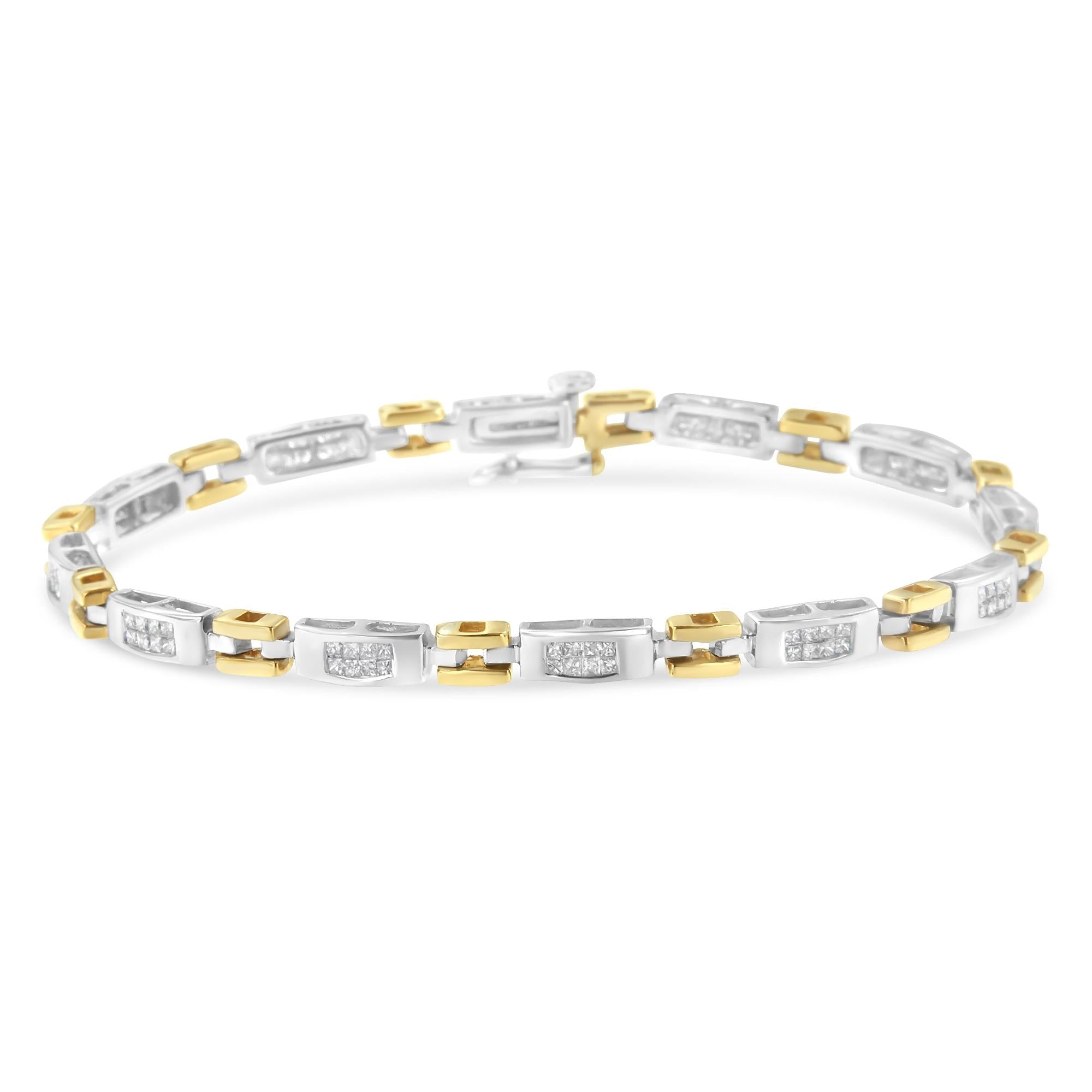 1 Ct. T.W. Princess-Cut Diamond Geo Link Bracelet in 10K Two-Tone Gold, photo 1