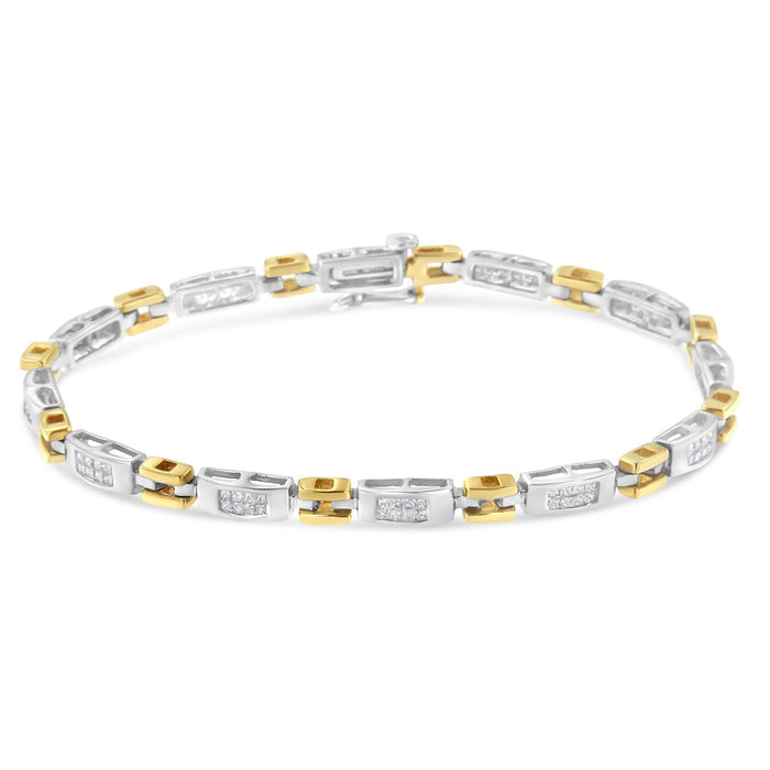 1 Ct. T.W. Princess-Cut Diamond Geo Link Bracelet in 10K Two-Tone Gold, photo 2