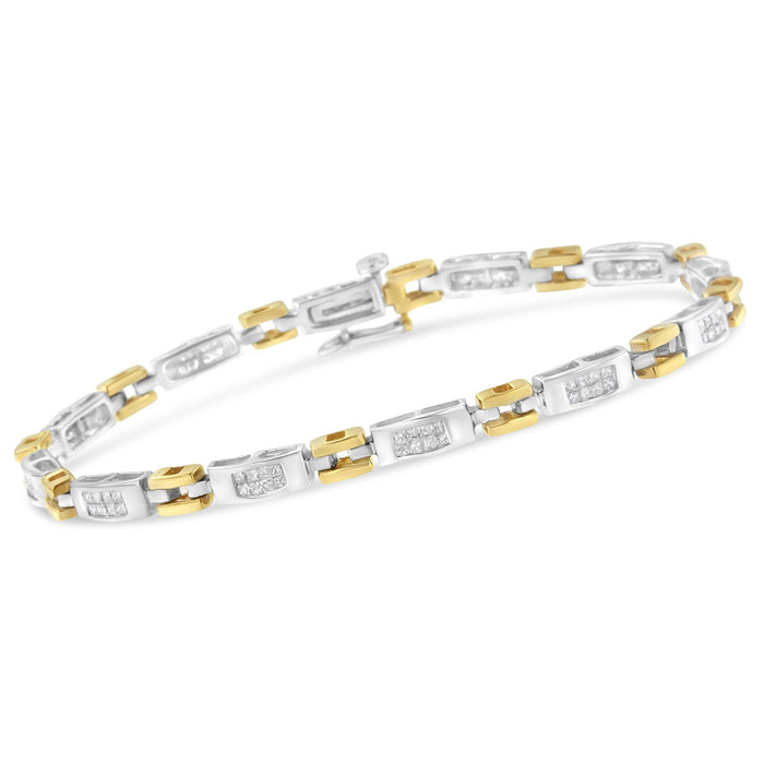 1 Ct. T.W. Princess-Cut Diamond Geo Link Bracelet in 10K Two-Tone Gold, photo 4