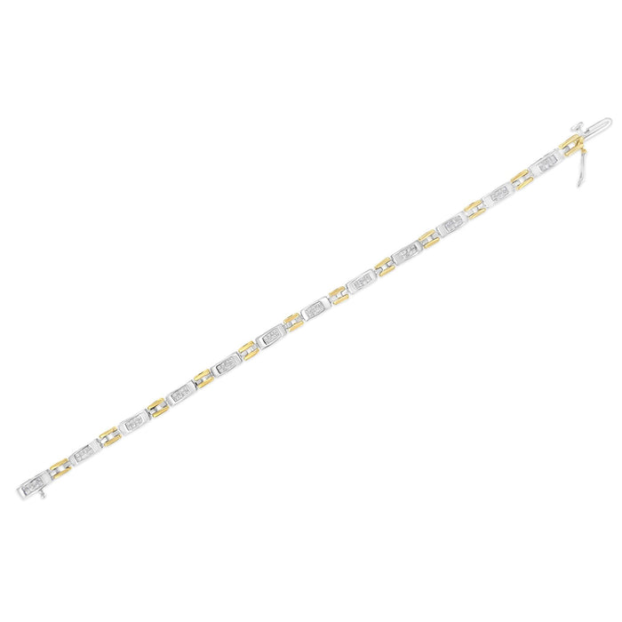 1 Ct. T.W. Princess-Cut Diamond Geo Link Bracelet in 10K Two-Tone Gold, photo 6