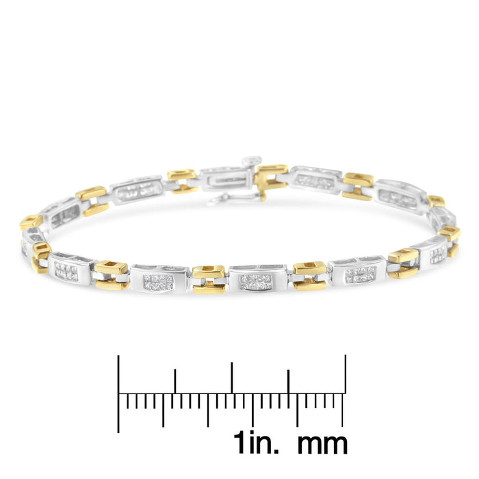 1 Ct. T.W. Princess-Cut Diamond Geo Link Bracelet in 10K Two-Tone Gold, photo 8