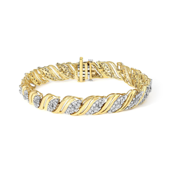 2 Ct. T.W. Diamond S-Link Twist Design Link Bracelet in 10K Yellow Gold, photo 1