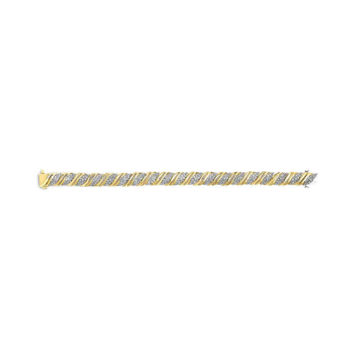 2 Ct. T.W. Diamond S-Link Twist Design Link Bracelet in 10K Yellow Gold, photo 4
