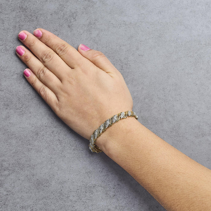2 Ct. T.W. Diamond S-Link Twist Design Link Bracelet in 10K Yellow Gold, photo 3