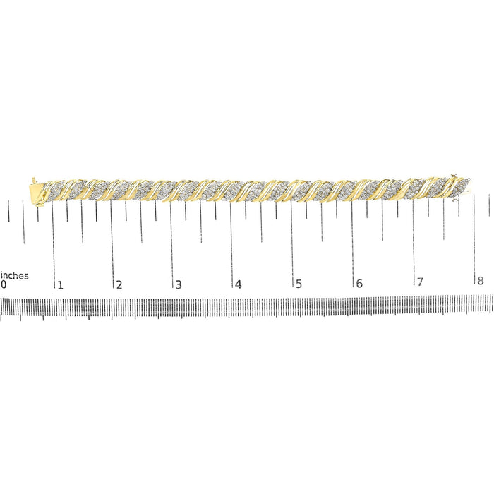 2 Ct. T.W. Diamond S-Link Twist Design Link Bracelet in 10K Yellow Gold, photo 5