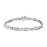 2 Ct. T.W. Princess and Round Diamond Bar and Link Bracelet in 14K White Gold