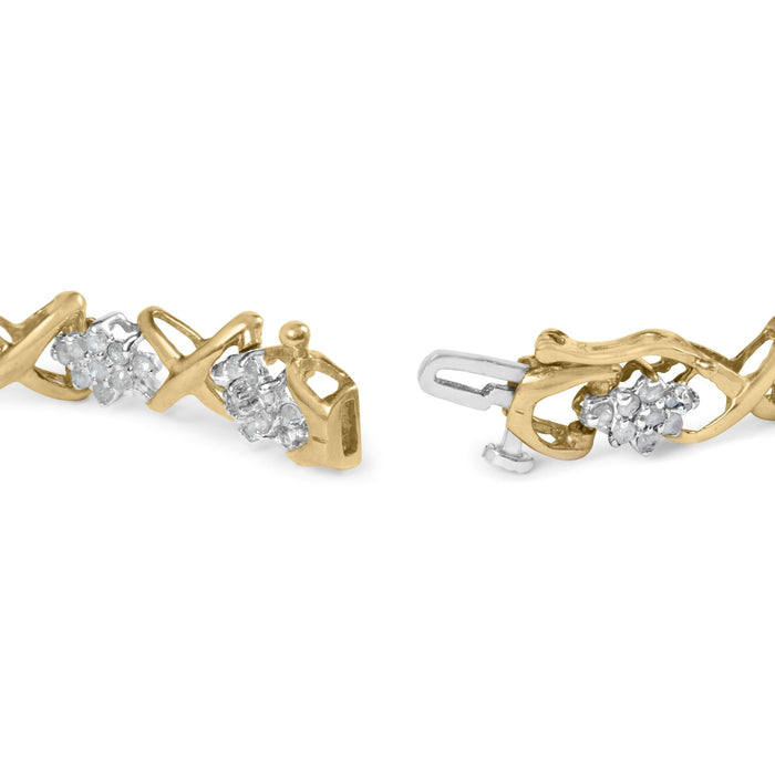 Pulsera de eslabones con diamantes redondos de 2 ct. p.t. en plata de ley bañada en oro amarillo de 10K, foto 2