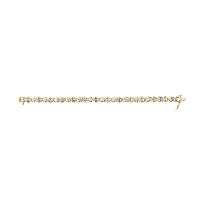 Pulsera de eslabones con diamantes redondos de 2 ct. p.t. en plata de ley bañada en oro amarillo de 10K, foto 5